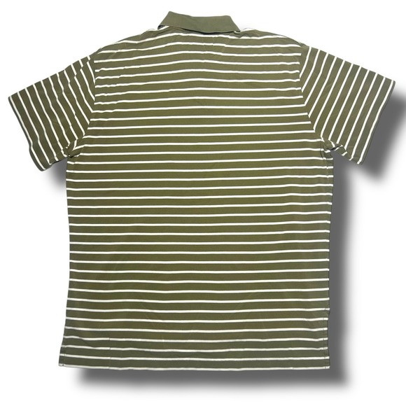 Polo Ralph Lauren Large Green Polo Striped Cotton Long Tail Preppy Golf Shirt - Picture 3 of 6